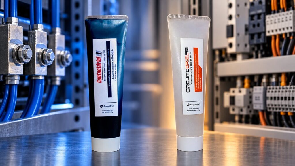 Contactodriel y Circuitodriel de GrupoDriel: gel semiconductor y gel no conductor para conexiones eléctricas